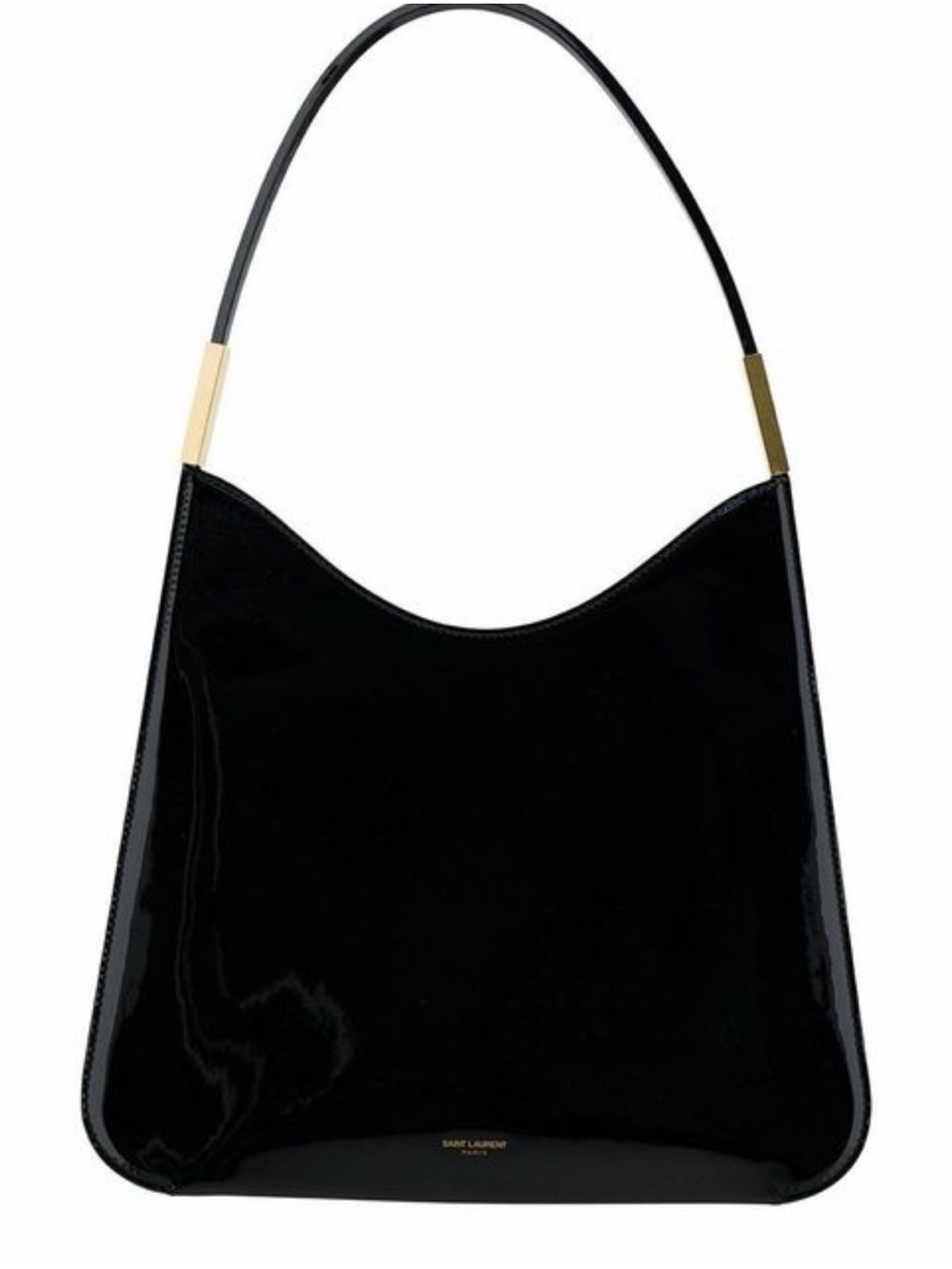 SAINT LAURENT SADIE SHOULDER BAG HOBO BLACK PAT. LEATHER GOLD HARDWARE LOGO NEW